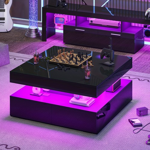 Square led coffee table - led,